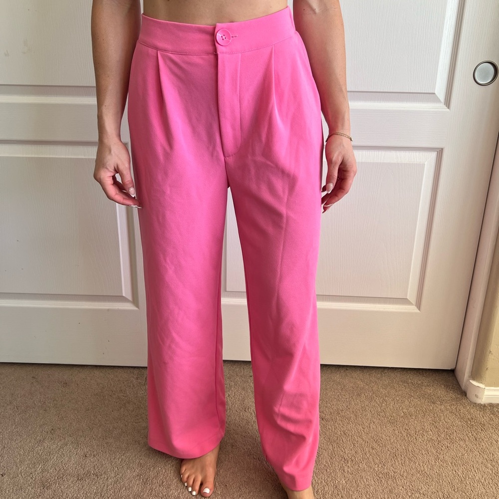 Hot pink Barbie wide leg dress pants